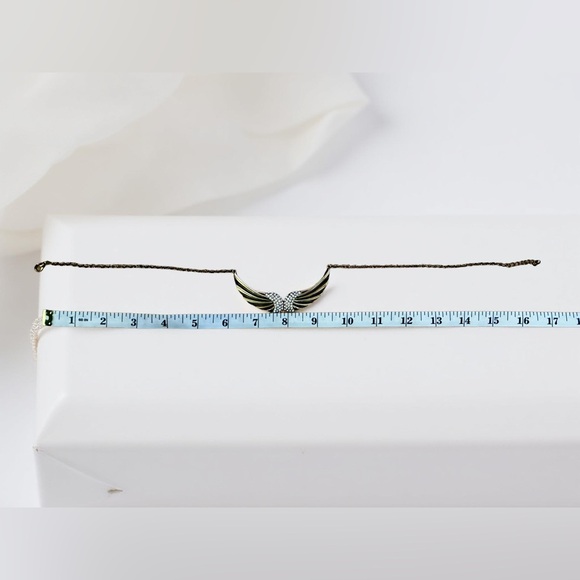 Gold Winged Necklace with Rhinestones - Picture 3 of 3